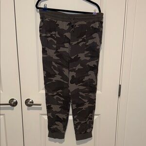 Gray and Black Camouflage Jogger Sweatpants